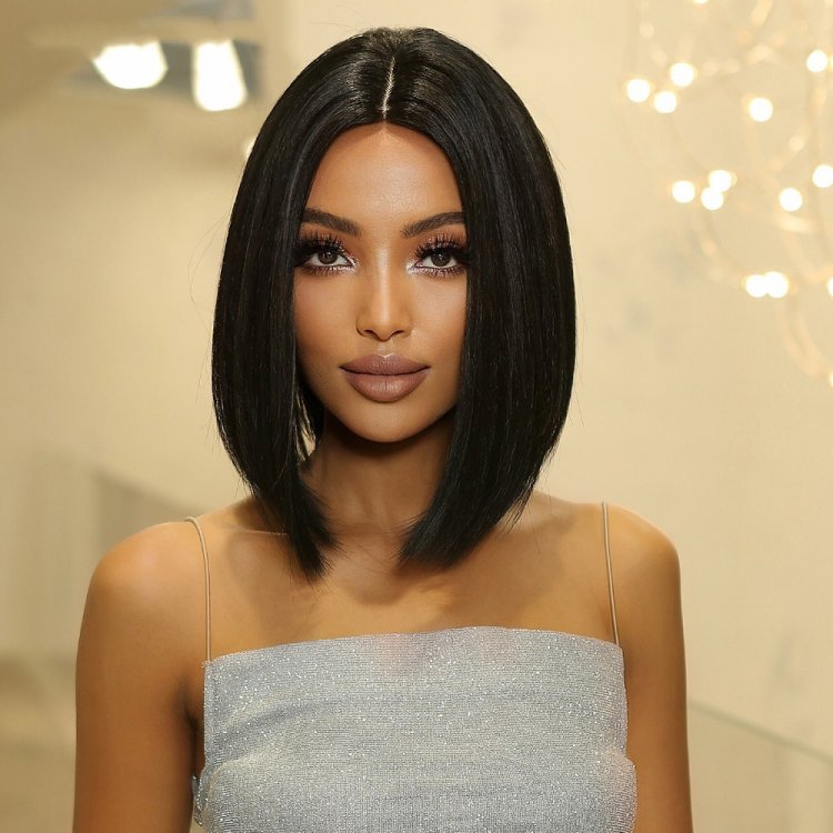 Περούκα Συνθετική Μαύρη Ίσια Καρέ