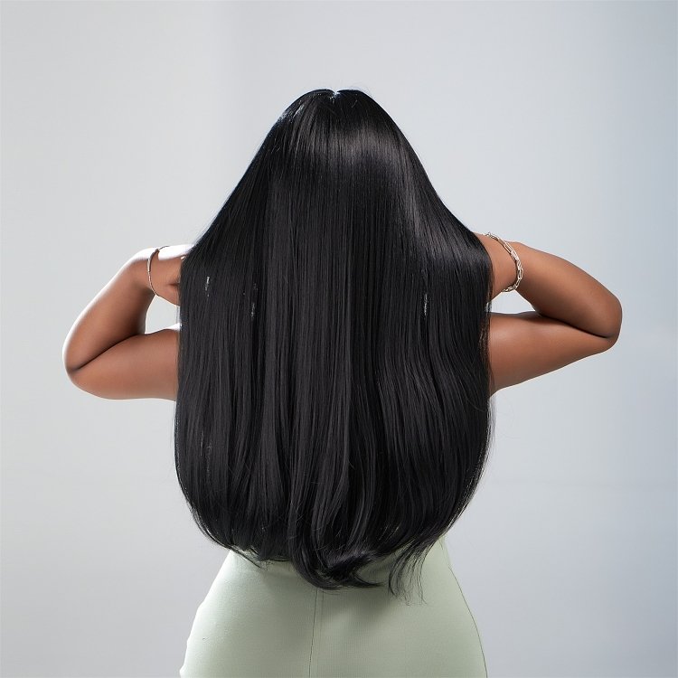 Synthetic Hair Wig Black Long with Fringe