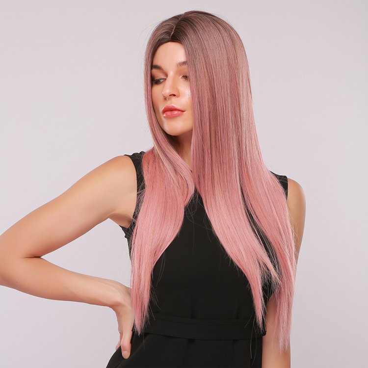 Περούκα Συνθετική Ροζ Όμπρε Μακριά Ίσια