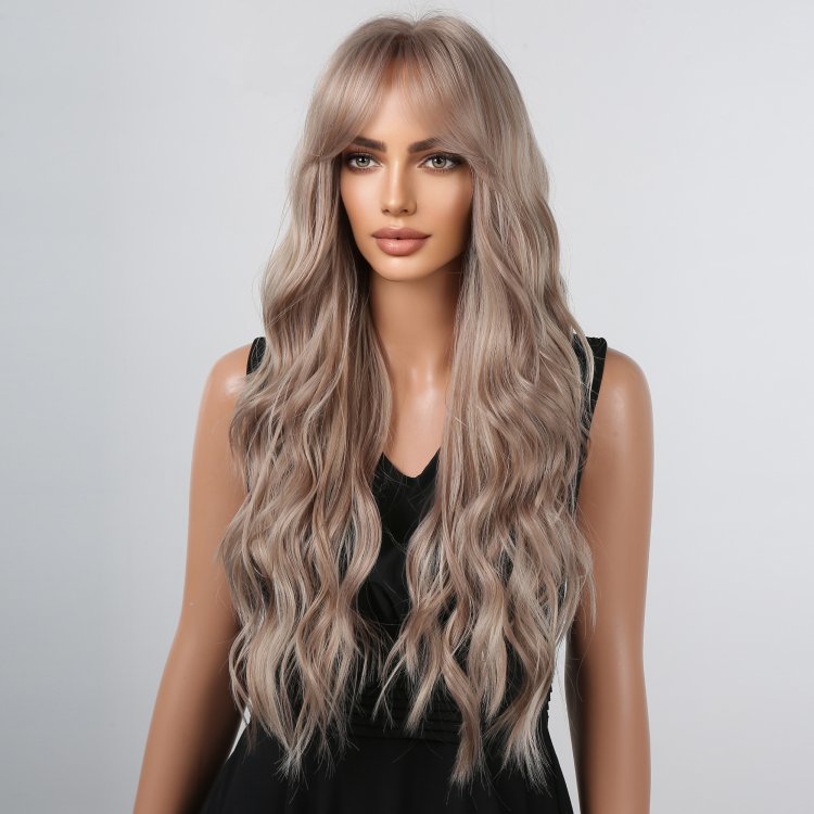 Περούκα Συνθετική Ξανθιά Σαντρέ Μακριά Κυματιστή με Φράντζα