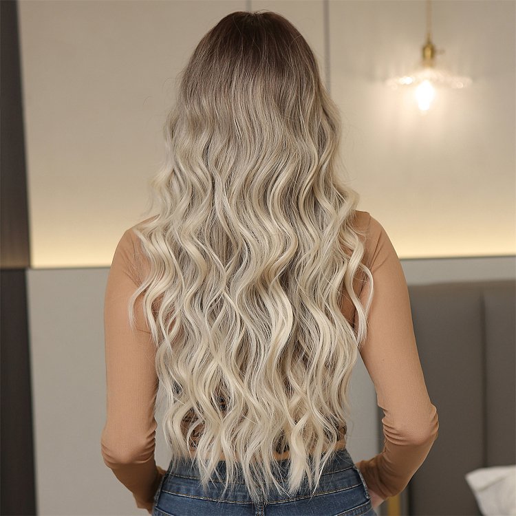 Synthetic Blonde Ombre Long Wavy Wig