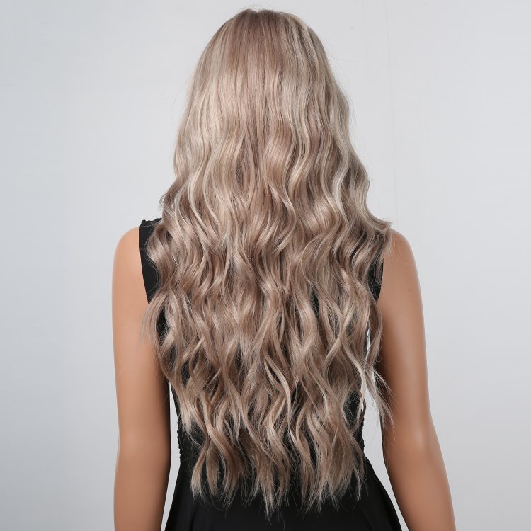 Περούκα Συνθετική Ξανθιά Σαντρέ Μακριά Κυματιστή με Φράντζα