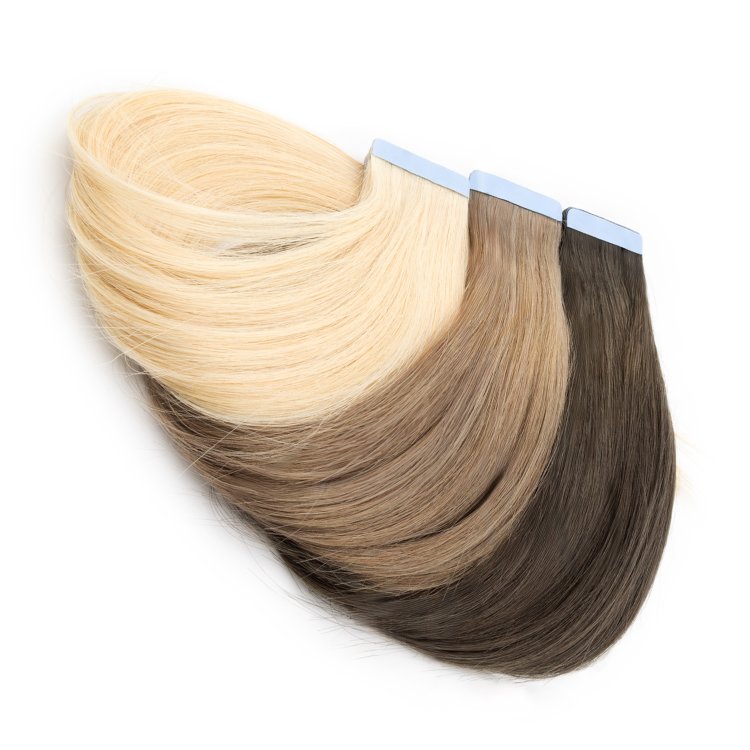 Αυτοκόλλητη Τρέσα Φυσική Tape #SILVER Ασημί, 100% Φυσική Τρίχα, 40cm 10τμχ