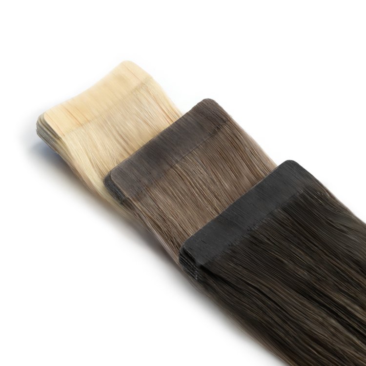 Αυτοκόλλητη Τρέσα Φυσική Tape #SILVER Ασημί, 100% Φυσική Τρίχα, 40cm 10τμχ