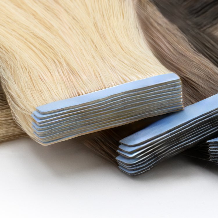 Αυτοκόλλητη Τρέσα Φυσική Tape #SILVER Ασημί, 100% Φυσική Τρίχα, 40cm 10τμχ