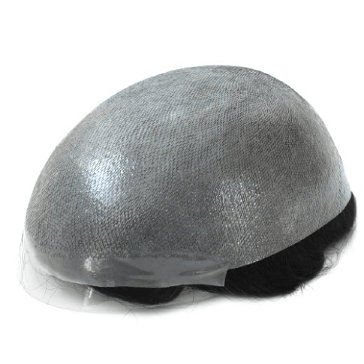 Invisible Men's Hair Topper for Thinning for Natural Look Dark Brown with 40% Gray Hair