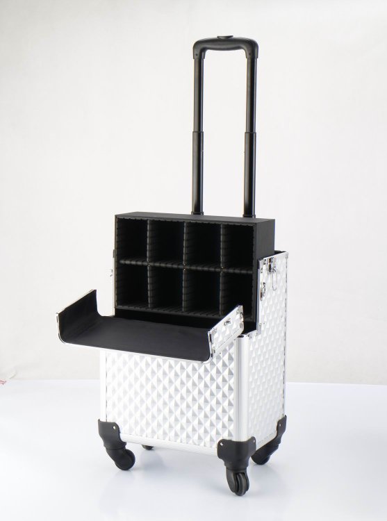 Επαγγελματική βαλίτσα αλουμινίου τροχήλατη ασημί