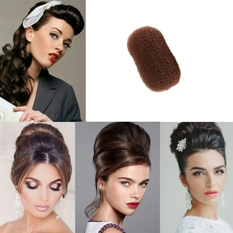 Μπομπάρι με Κλιπ Μαλλιών για Φυσικό Όγκο Καφέ