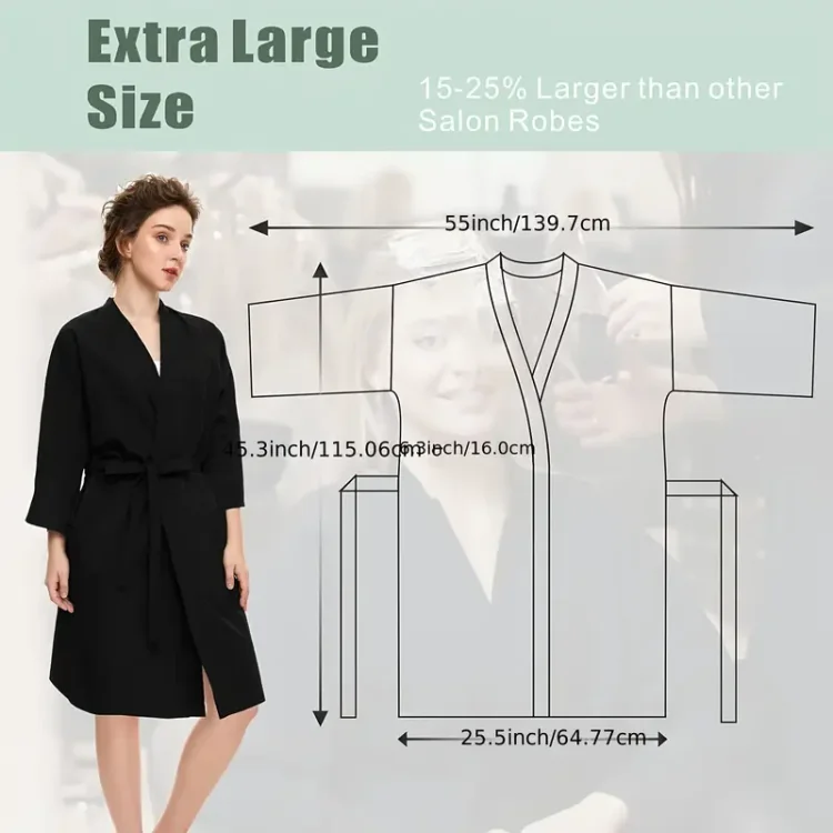 Μαύρη Αδιάβροχη Ρόμπα Κιμονό Κομμωτηρίου – Ιδανική για Βαφή, Χτένισμα & Μακιγιάζ