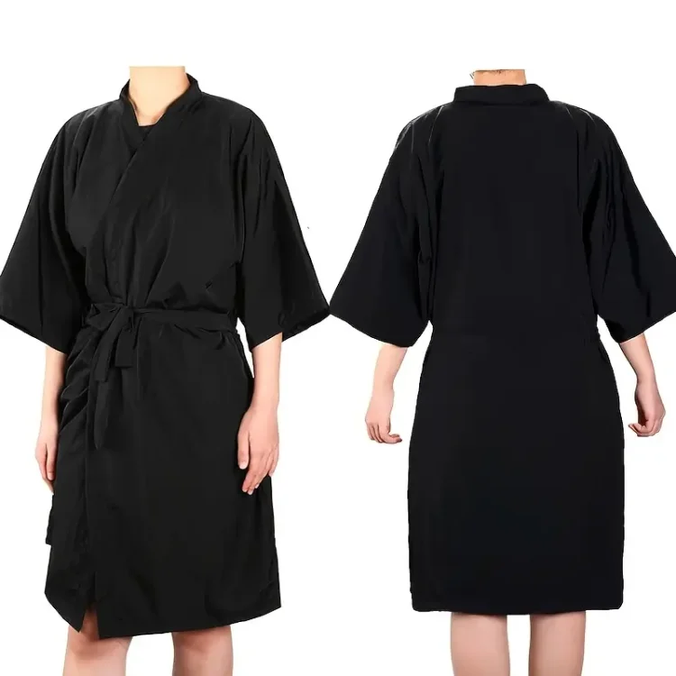Μαύρη Αδιάβροχη Ρόμπα Κιμονό Κομμωτηρίου – Ιδανική για Βαφή, Χτένισμα & Μακιγιάζ