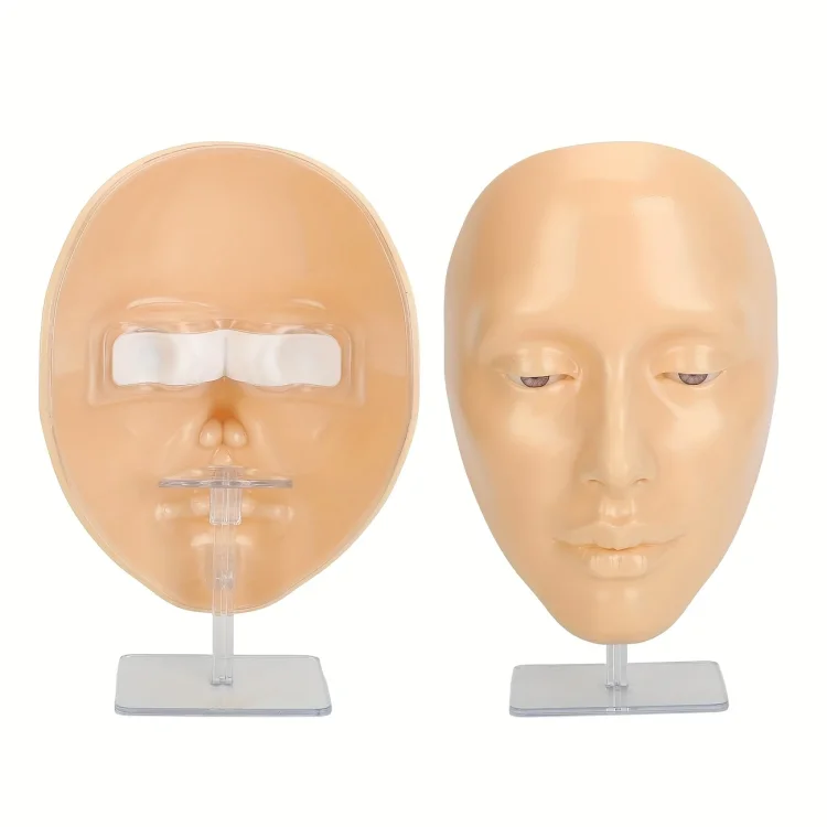 5D Πρόσωπο Σιλικόνης για Πρακτική Εξάσκηση Βλεφαρίδων και Μακιγιάζ με Βάση Στήριξης