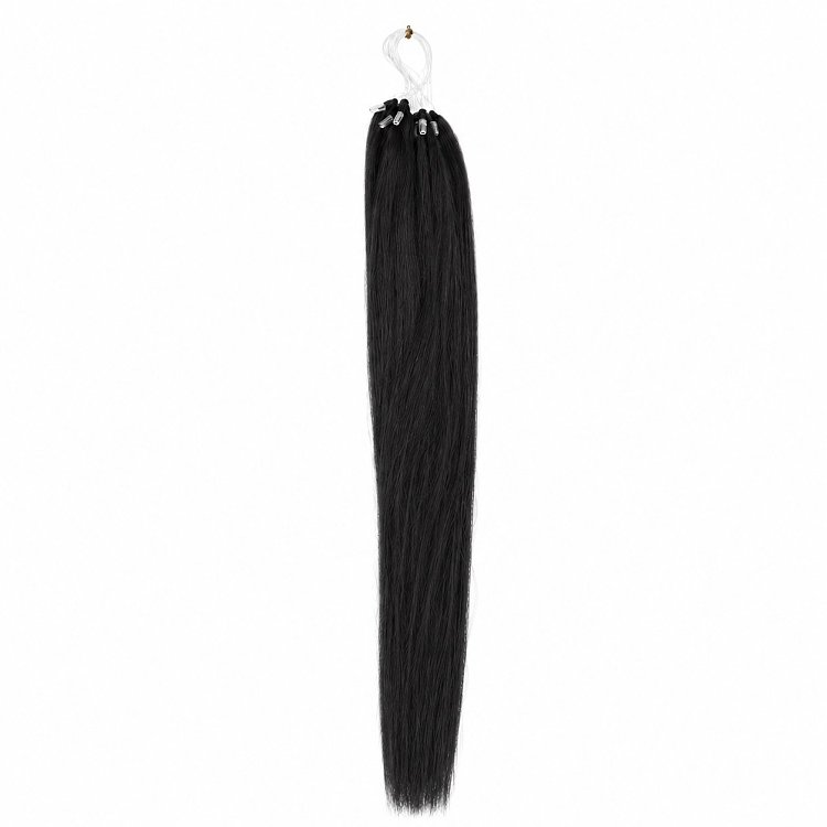 Feather Haarverlangerungen Echthaar #1 Schwarz 50cm 10Stk
