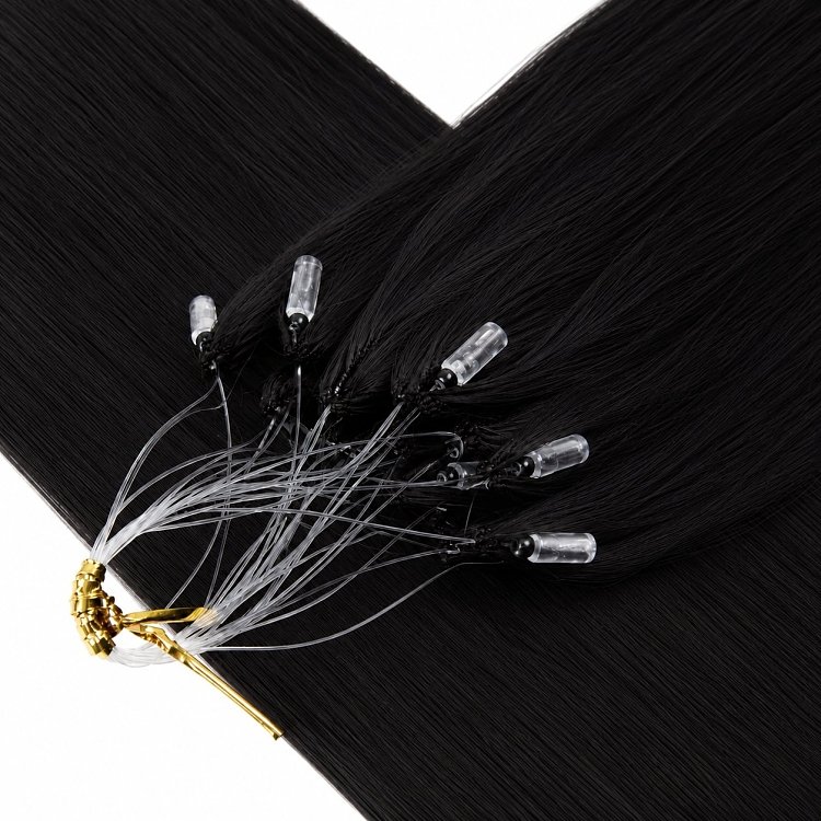 Feather Haarverlangerungen Echthaar #1 Schwarz 50cm 10Stk