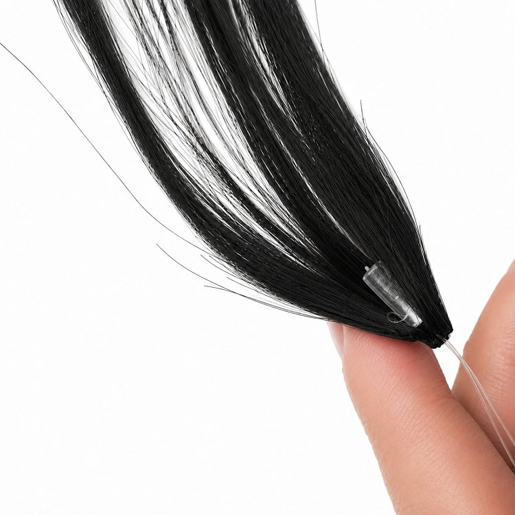 Feather Haarverlangerungen Echthaar #1 Schwarz 50cm 10Stk