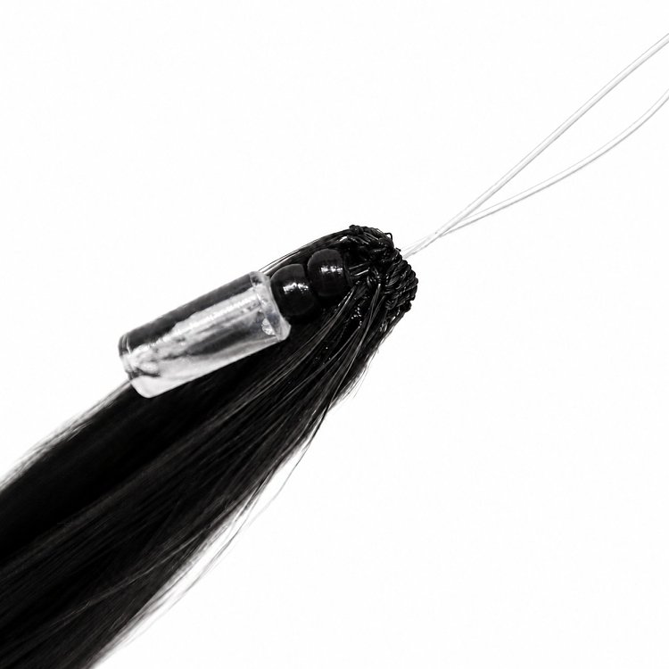 Feather Haarverlangerungen Echthaar #1 Schwarz 50cm 10Stk