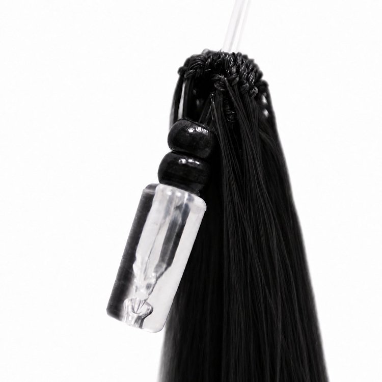 Feather Haarverlangerungen Echthaar #1 Schwarz 50cm 10Stk