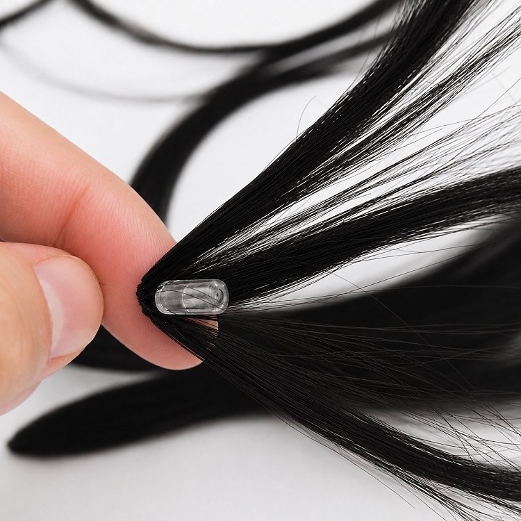 Feather Haarverlangerungen Echthaar #1 Schwarz 50cm 10Stk