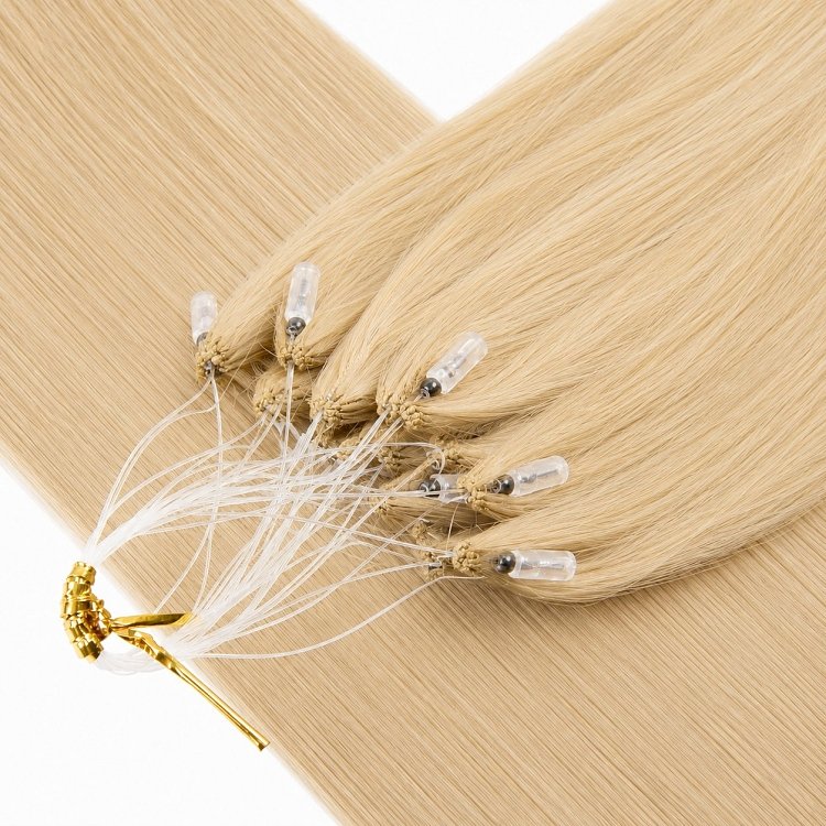 Feather Haarverlangerungen Echthaar #1001 Hellblond 50cm 10Stk