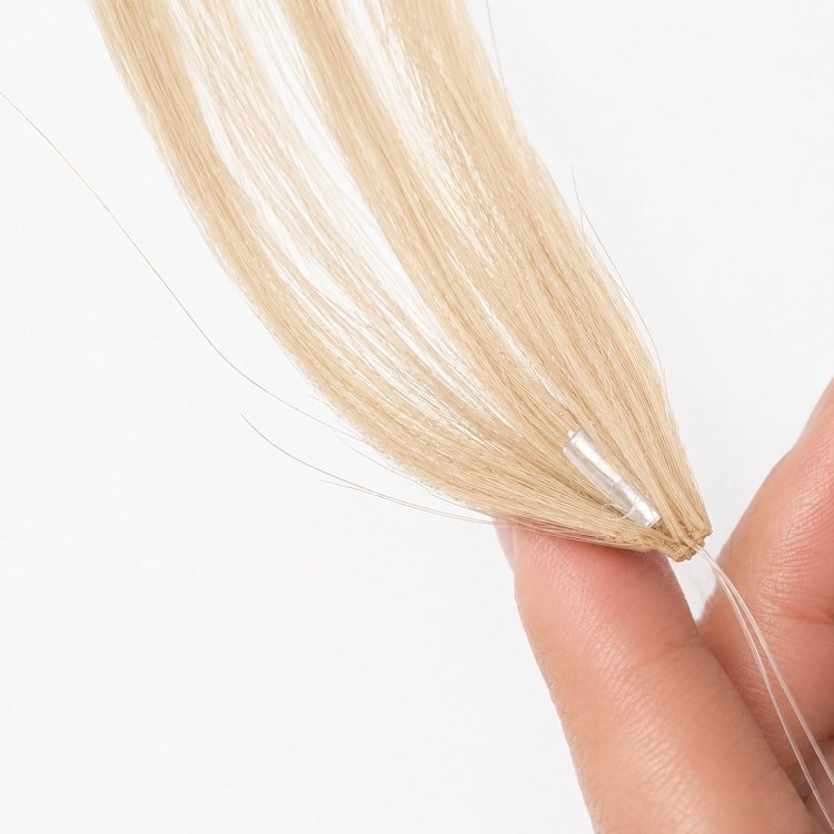 Feather Haarverlangerungen Echthaar #1001 Hellblond 50cm 10Stk