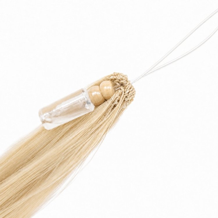 Feather Haarverlangerungen Echthaar #1001 Hellblond 50cm 10Stk