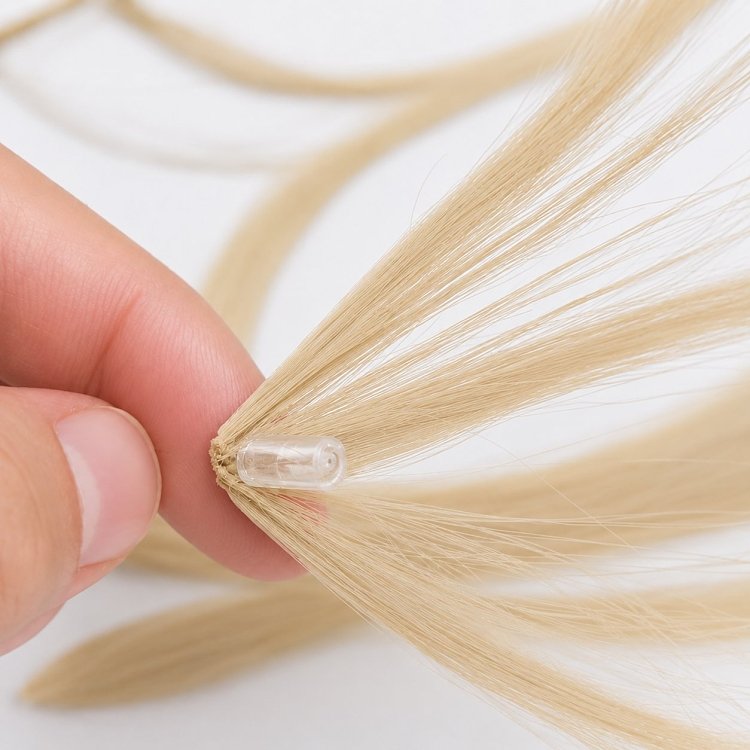 Feather Haarverlangerungen Echthaar #1001 Hellblond 50cm 10Stk