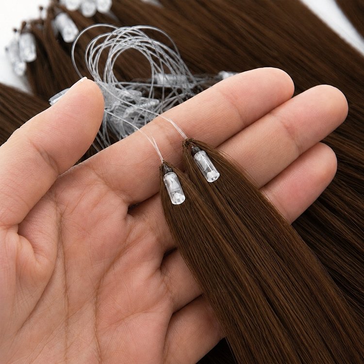 Feather Haarverlangerungen Echthaar #2 Braun 50cm 10Stk