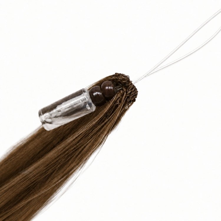 Feather Haarverlangerungen Echthaar #4 Hellbraun 50cm 10Stk