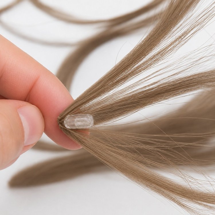 Feather Haarverlangerungen Echthaar #5A Aschblond 50cm 10Stk