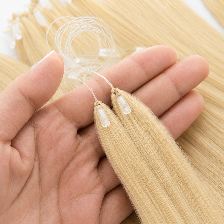 Feather Haarverlangerungen Echthaar #60A Hellblond 50cm 10Stk
