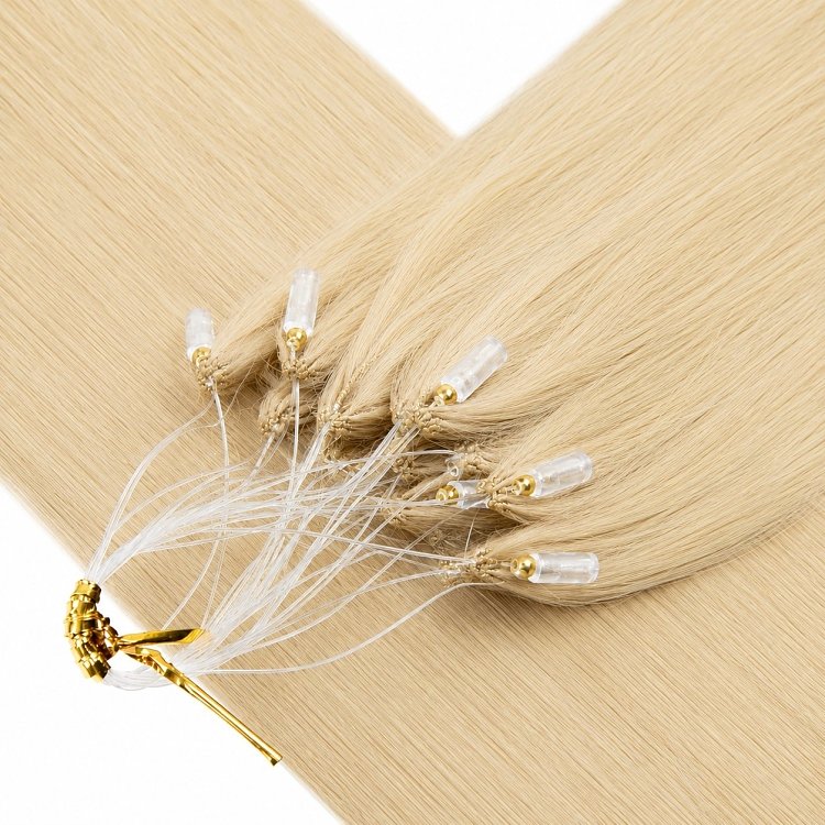 Feather Haarverlangerungen Echthaar #60B Hellblond 50cm 10Stk