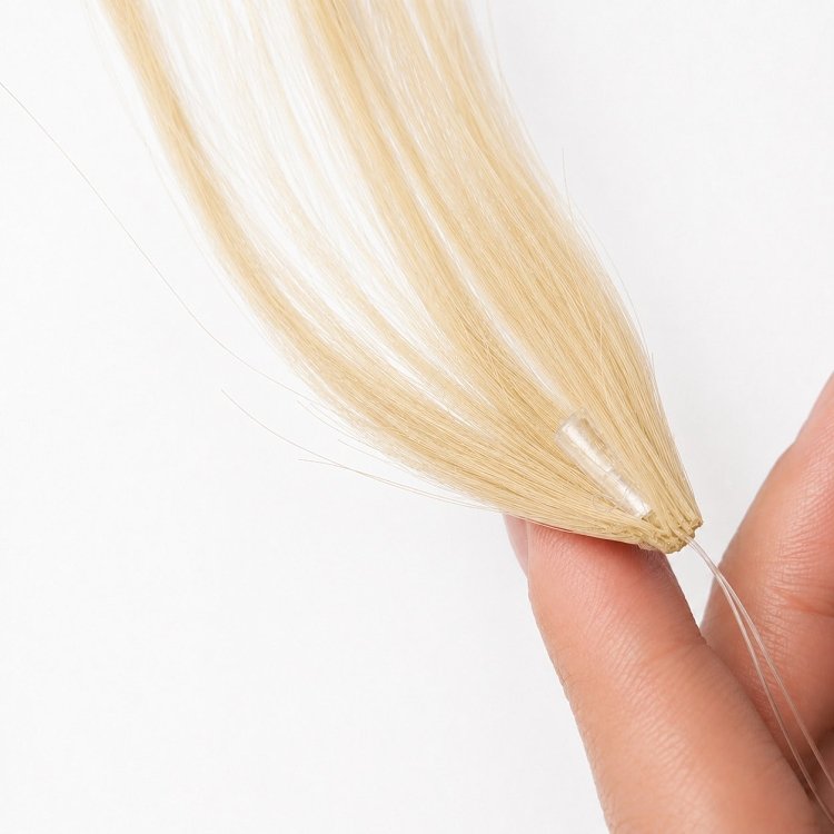 Feather Haarverlangerungen Echthaar #60B Hellblond 50cm 10Stk