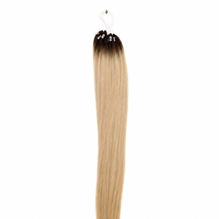 Feather Haarverlangerungen Echthaar #AB Blond Ombre 50cm 10Stk