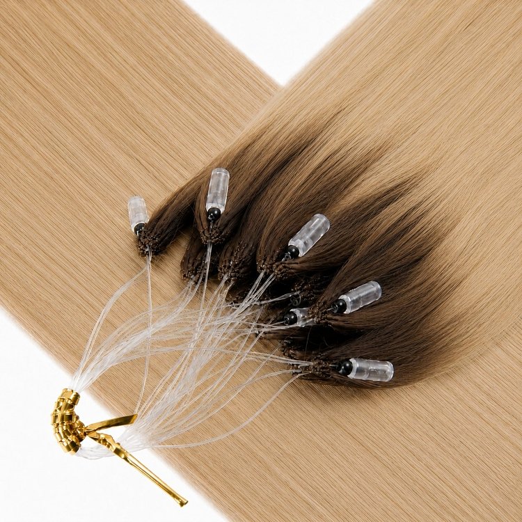 Feather Haarverlangerungen Echthaar #AB Blond Ombre 50cm 10Stk