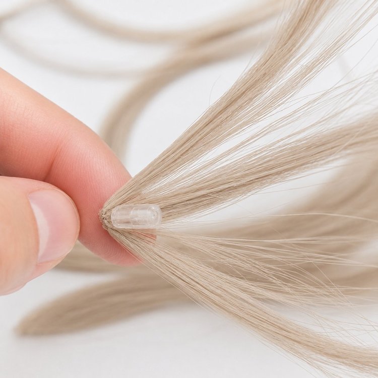 Feather Haarverlangerungen Echthaar #GREY Blond 50cm 10Stk
