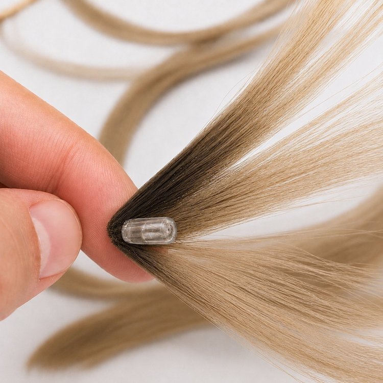 Feather Haarverlangerungen Echthaar #SB Blond Ombre 50cm 10Stk