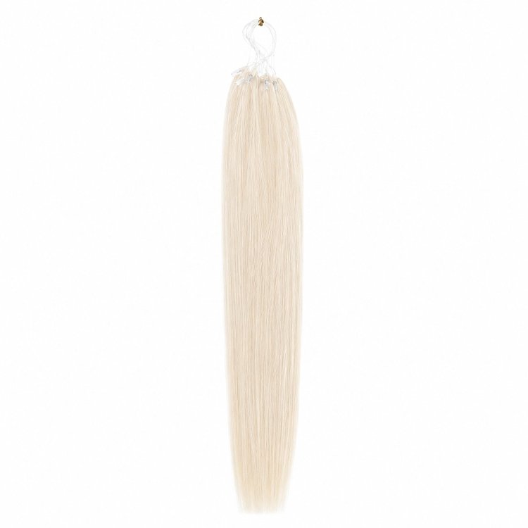 Feather Haarverlangerungen Echthaar #SILVER Blond 50cm 10Stk