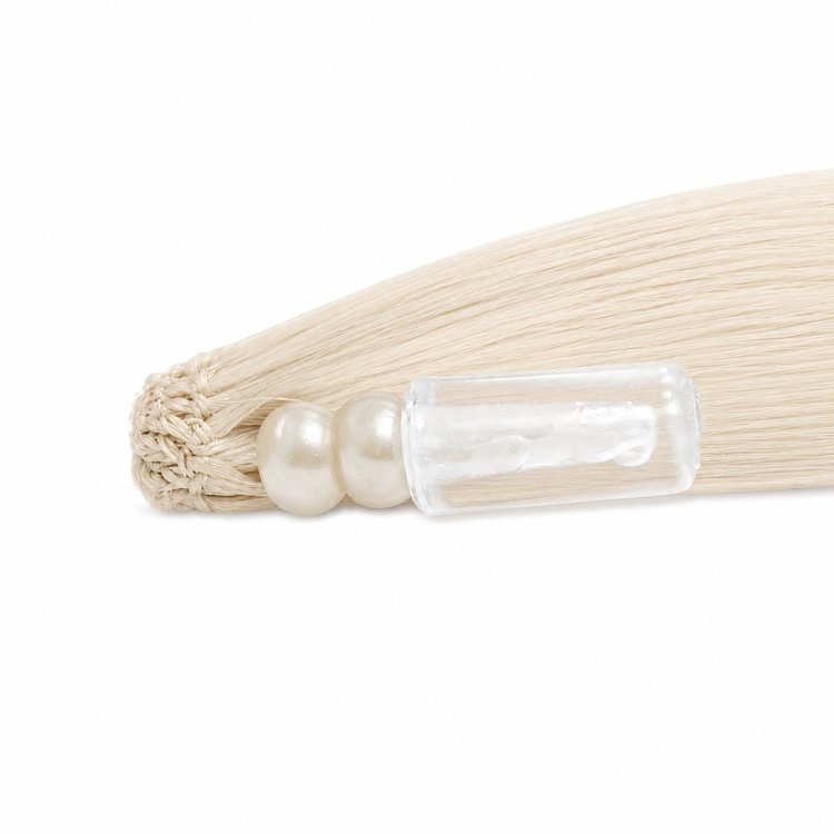 Feather Haarverlangerungen Echthaar #SILVER Blond 50cm 10Stk