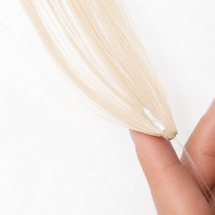 Feather Haarverlangerungen Echthaar #SILVER Blond 50cm 10Stk