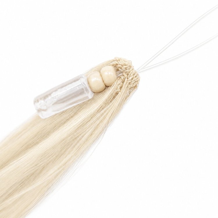 Feather Haarverlangerungen Echthaar #SILVER Blond 50cm 10Stk
