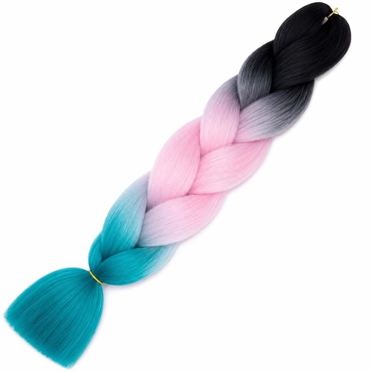 Jumbo Braid Synthetic Ombre Blau-Rosa-Fuchsia #YC23