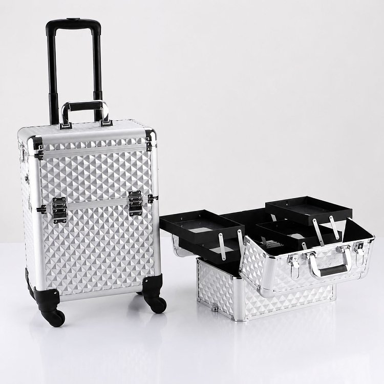 Professioneller Aluminium-Rollkoffer Silber