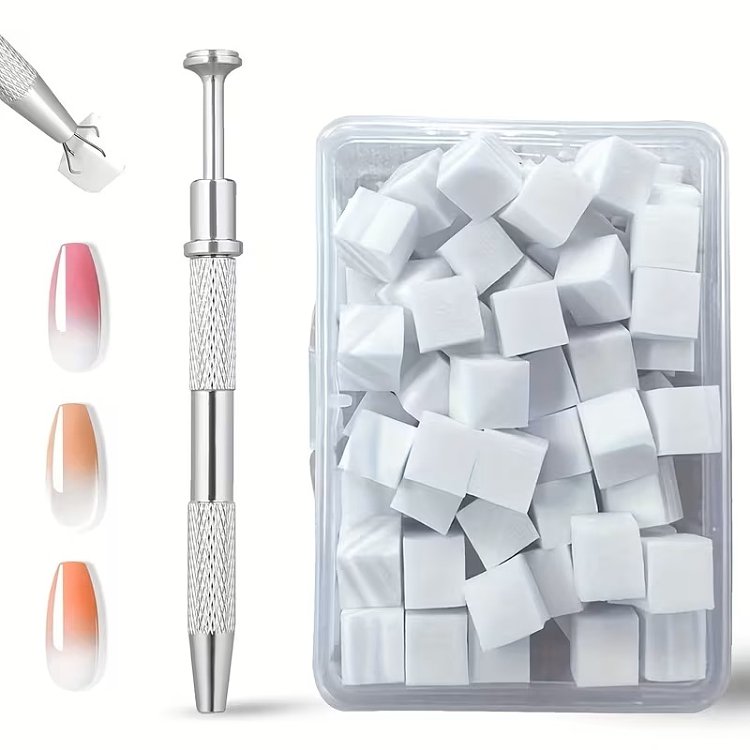 Ombre Nail Tool with 100 Replacement Sponge Tips for Gradient & Baby Boomer