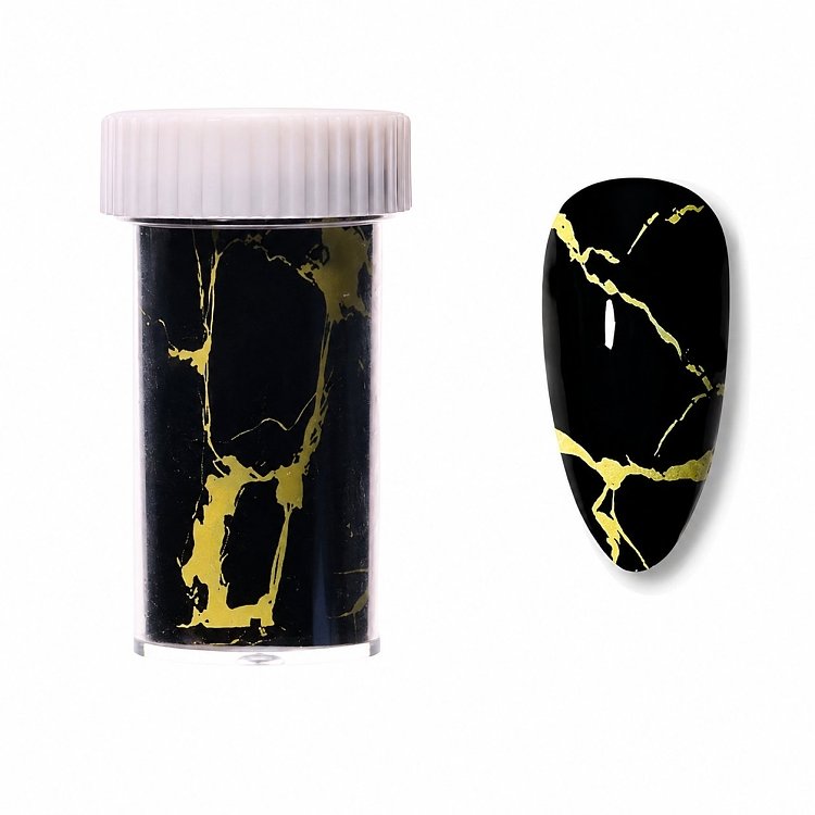 Nail Art Foil Marble Black - Yellow