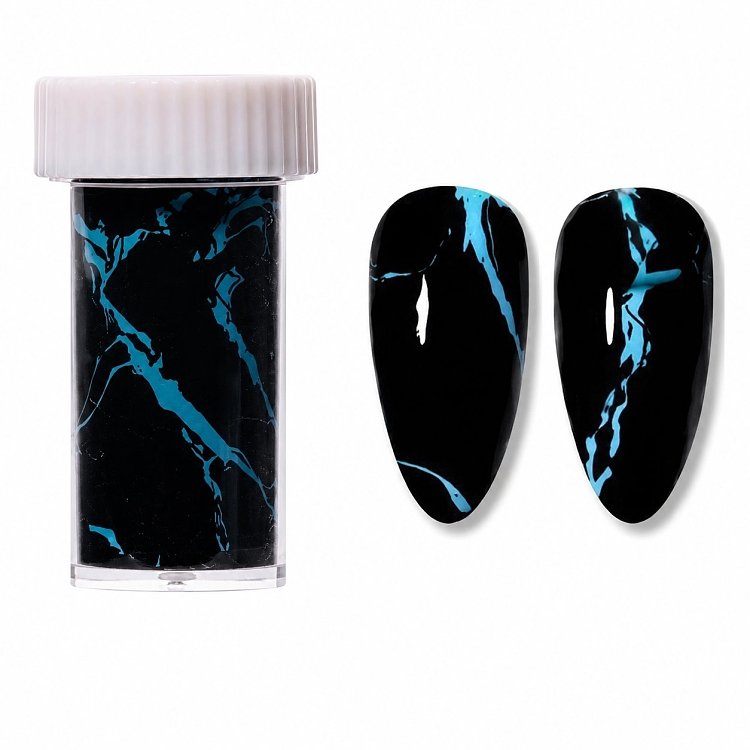 Nail Art Foil Marble Black - Blue