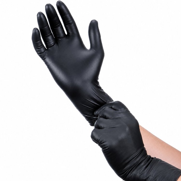 Einweg-Handschuhe Schwarz ohne Latex / Nitril puderfrei Medium