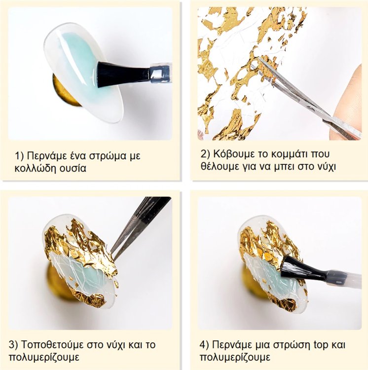 Δίχτυ Νυχιών με Φύλλα Χρυσού