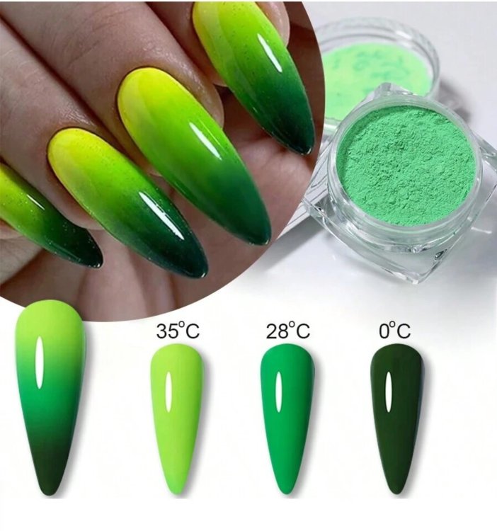 Θερμική Σκόνη Νυχιών Lime- Πράσινο- Κυπαρισσί
