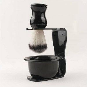  Black Shaving Brush Set with Stand & Bowl