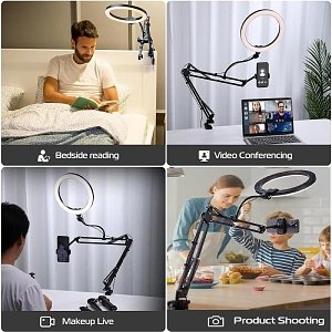Desk Phone Stand Ring Light with USB