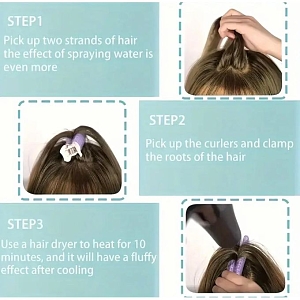 Hair Root Volume Rollers with Clip Black – 2pcs